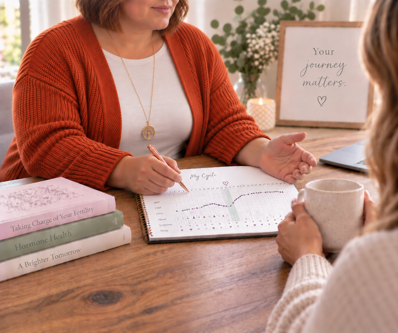 Two people sharing a supportive moment at home